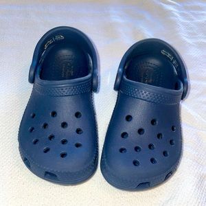 Gently worn!! Toddlers navy blue Crocs
